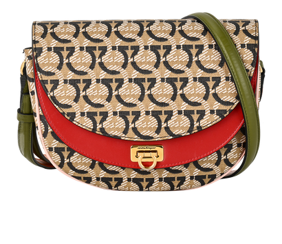Crossbody, &pound;275, Handbags, Beige/Red, Canvas/Leather, Front view